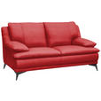 2-SITZER-SOFA Rot Echtleder  - Rot/Schwarz, Design, Leder/Metall (178/92/98cm) - Novel