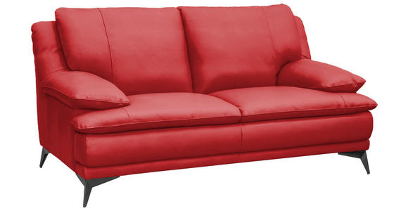 2-SITZER-SOFA Rot Echtleder  - Rot/Schwarz, Design, Leder/Metall (178/92/98cm) - Novel