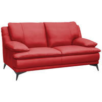 2-SITZER-SOFA Rot Echtleder  - Rot/Schwarz, Design, Leder/Metall (178/92/98cm) - Novel