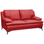 2-SITZER-SOFA Rot Echtleder  - Rot/Schwarz, Design, Leder/Metall (178/92/98cm) - Novel