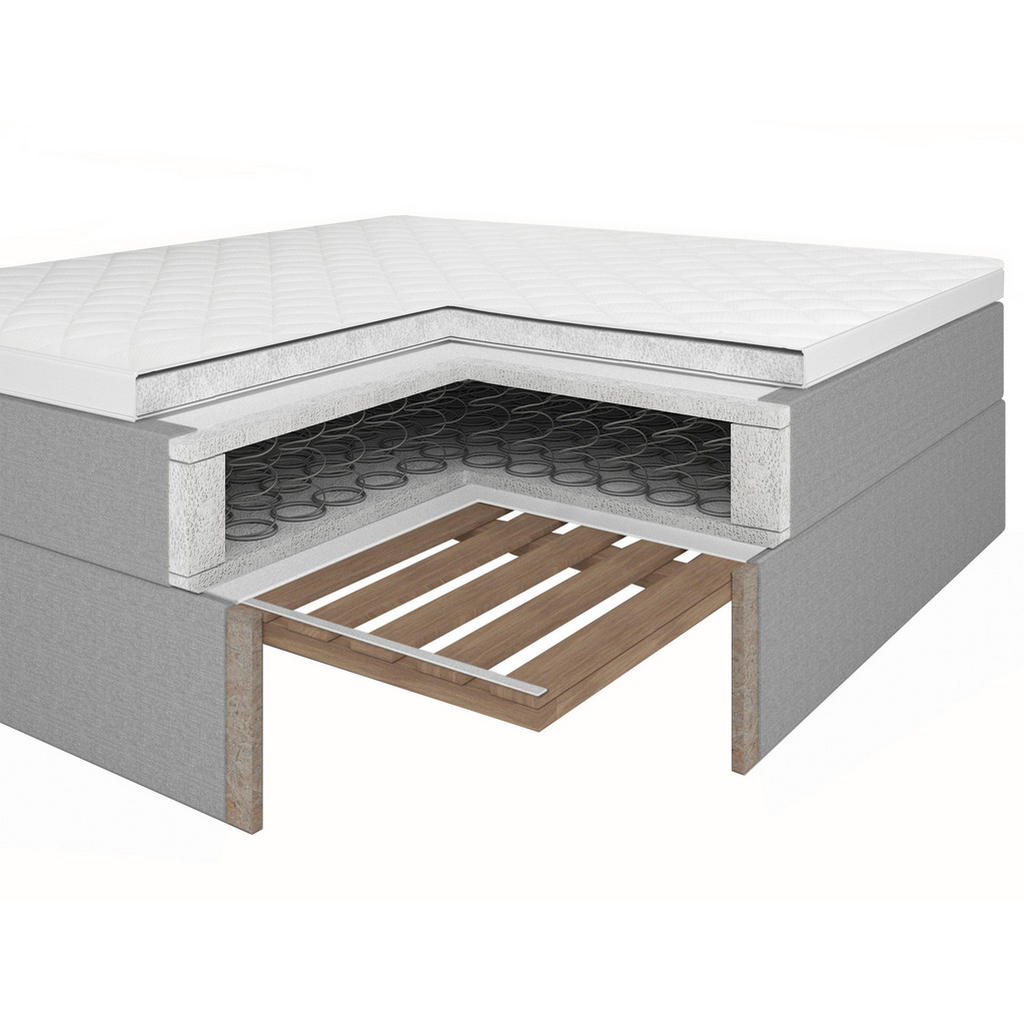 Thumbnail - P & B Boxbett, Grau, Holz, H2, Höhe ca. 17 cm, 90x200 cm, in verschiedenen Größen erhältlich, Schlafzimmer, Betten, Boxs...