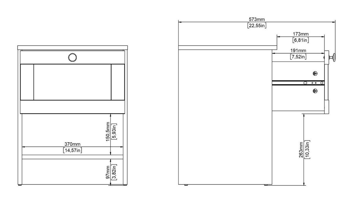 NACHTSCHRANK 40,2/51,2/36 cm  - Eichefarben/Silberfarben, MODERN, Holzwerkstoff/Metall (40,2/51,2/36cm) - MID.YOU