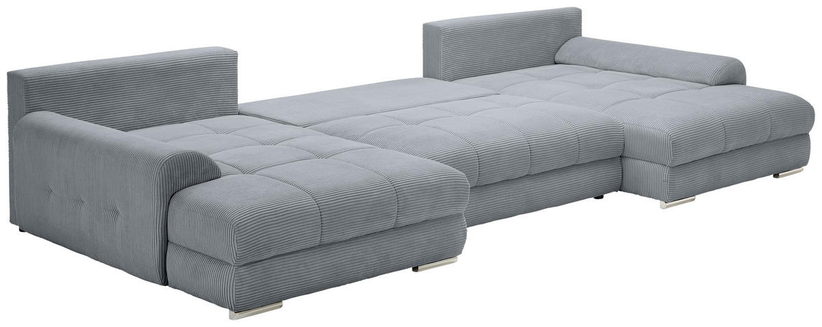 WOHNLANDSCHAFT Dunkelgrau Cord  - Chromfarben/Dunkelgrau, KONVENTIONELL, Kunststoff/Textil (180/376/180cm) - Carryhome