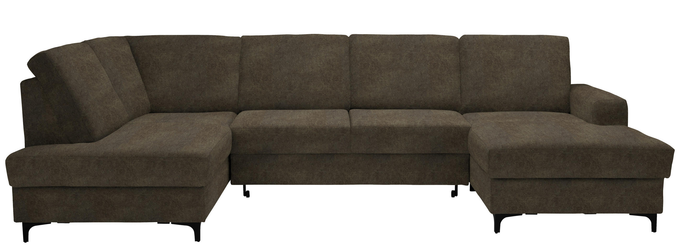 WOHNLANDSCHAFT in Flachgewebe Graubraun  - Graubraun/Schwarz, Konventionell, Textil/Metall (185/317/167cm) - Stylife