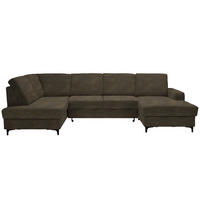 WOHNLANDSCHAFT in Flachgewebe Graubraun  - Graubraun/Schwarz, Konventionell, Textil/Metall (185/317/167cm) - Stylife