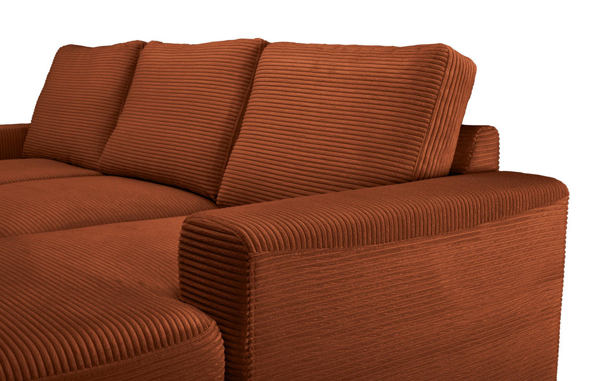 ECKSOFA Rostfarben Cord  - Rostfarben/Schwarz, KONVENTIONELL, Textil/Metall (240/150cm) - Carryhome