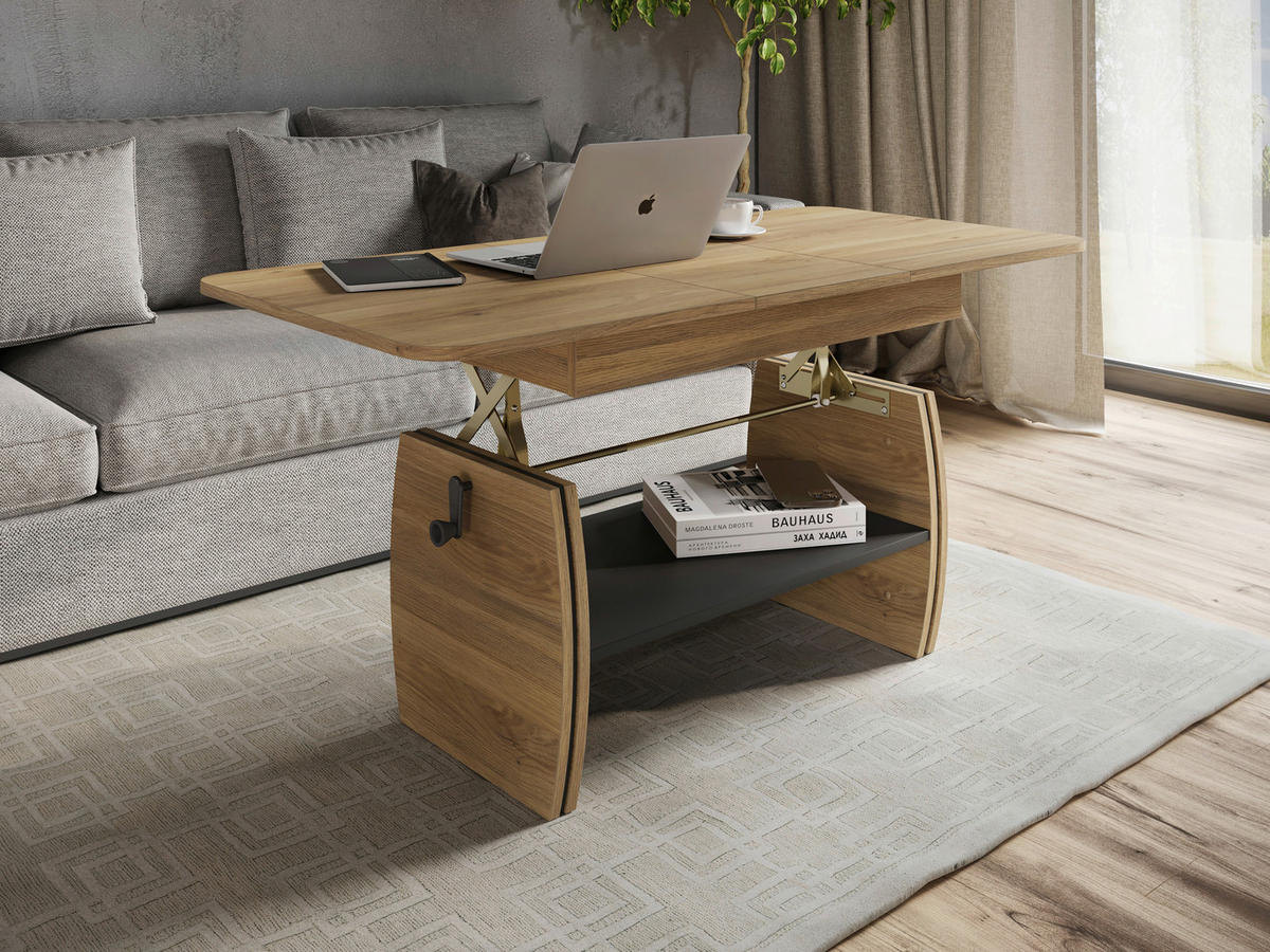 COUCHTISCH 95-125/60/51,5-61,5 cm rechteckig Eichefarben  - Eichefarben, KONVENTIONELL, Holzwerkstoff (95-125/60/51,5-61,5cm) - Xora