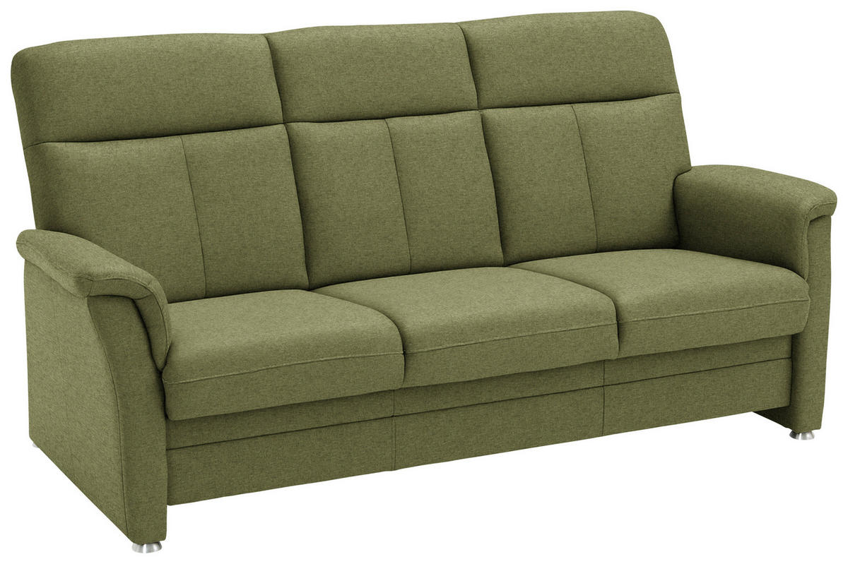 3-SITZER-SOFA Flachgewebe Grün  - Alufarben/Grün, Konventionell, Textil/Metall (194/100/89cm) - Beldomo Comfort