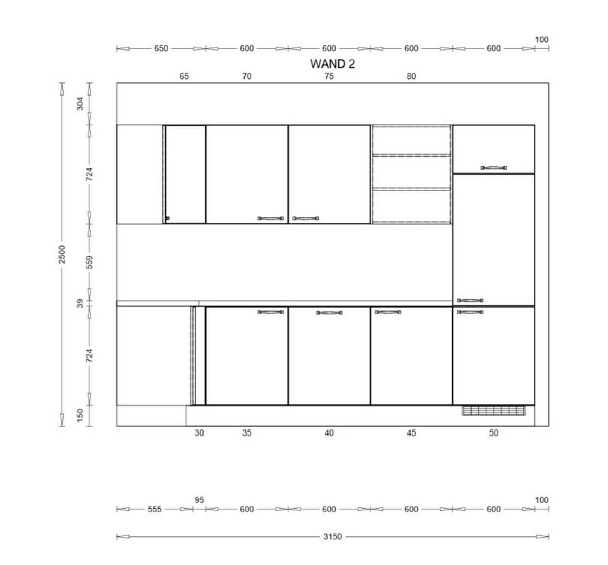 ECKKÜCHE 305/305 cm  in Creme, Eichefarben  - Eichefarben/Creme, KONVENTIONELL, Holzwerkstoff/Metall (305/305cm) - Burger