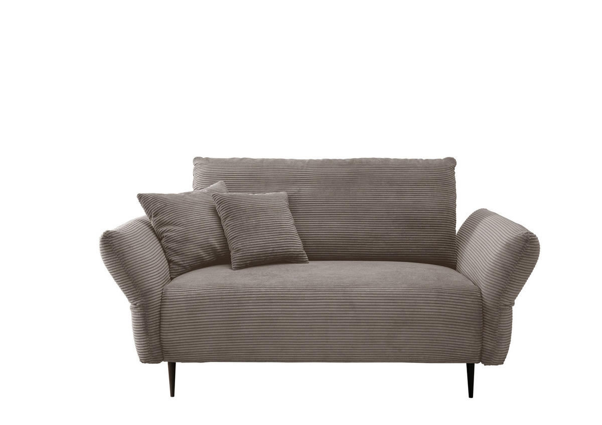 2-SITZER-SOFA Cord Graubraun  - Graubraun/Schwarz, Design, Textil/Metall (163/97/102cm) - Livetastic