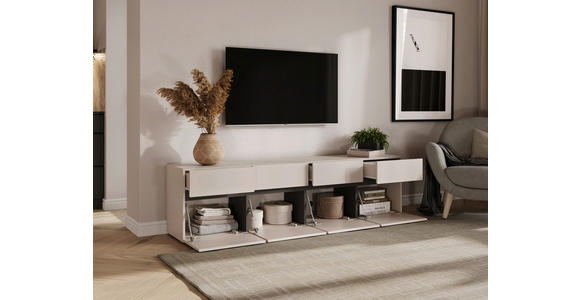 LOWBOARD  200/52,8/40 cm 4 Schublade(n) stehend, in verschiedenen Holzdekoren erhältlich  - Kaschmir/Schwarz, Design, Holzwerkstoff (200/52,8/40cm) - Xora