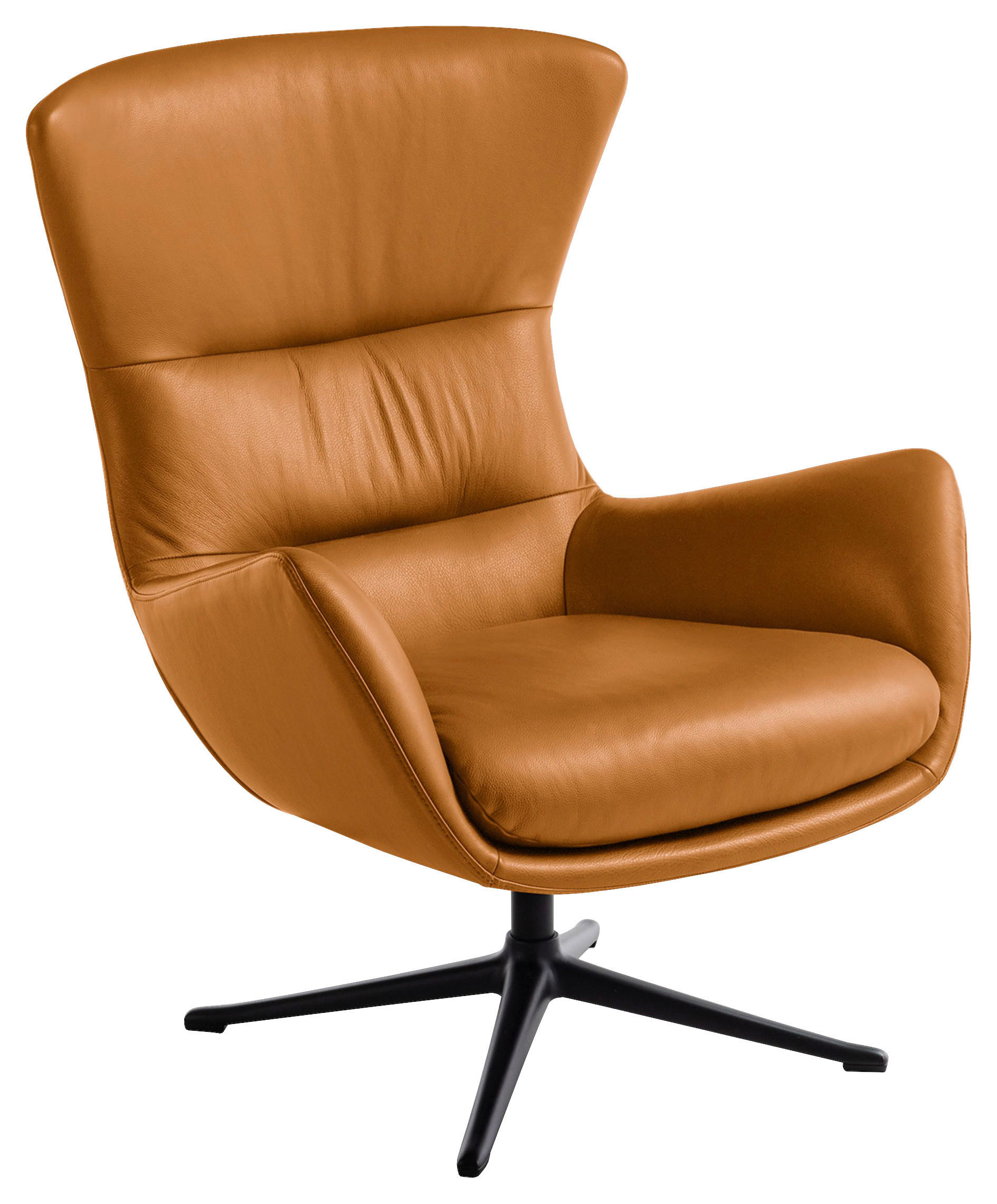 OHRENSESSEL in Cognac  - Cognac/Schwarz, Design, Leder/Metall (84/104/96cm) - home24