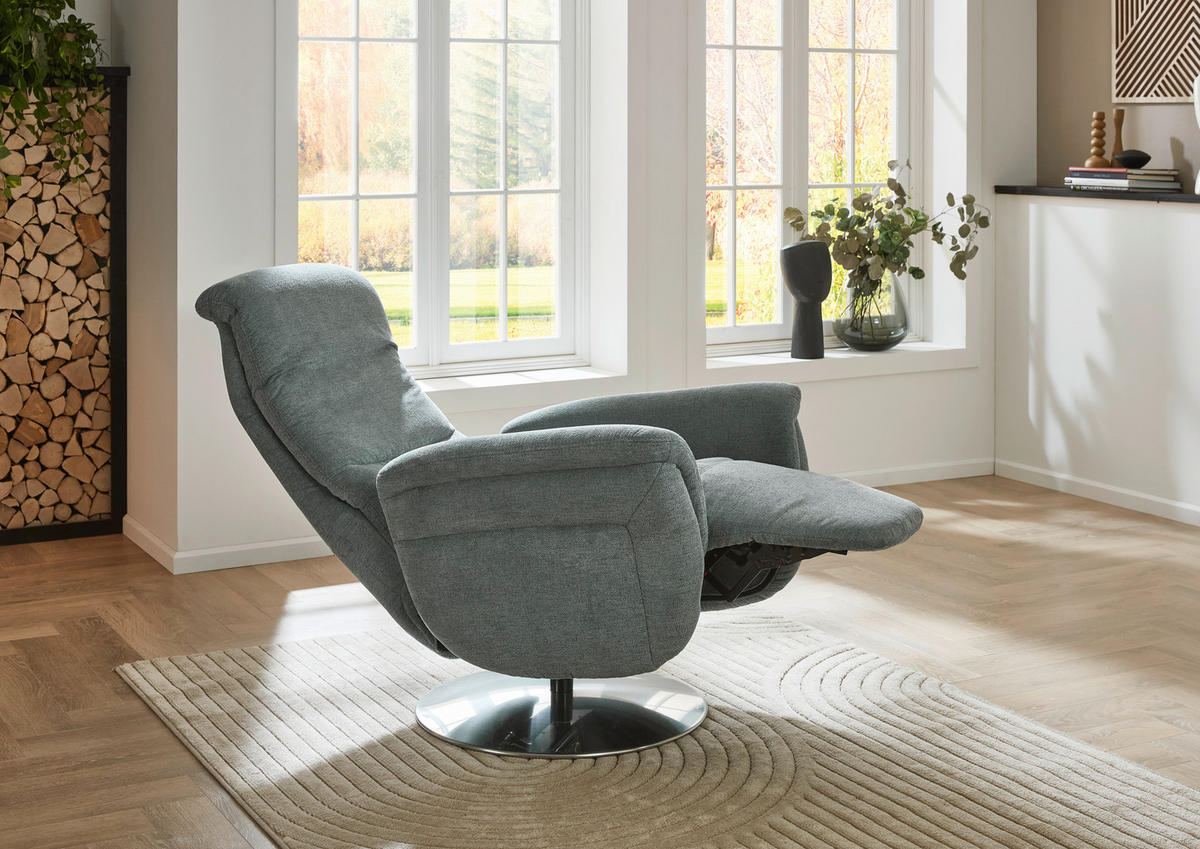 RELAXSESSEL Textil Blaugrau  - Edelstahlfarben/Blaugrau, Konventionell, Textil/Metall (79/112/94cm) - Beldomo Premium