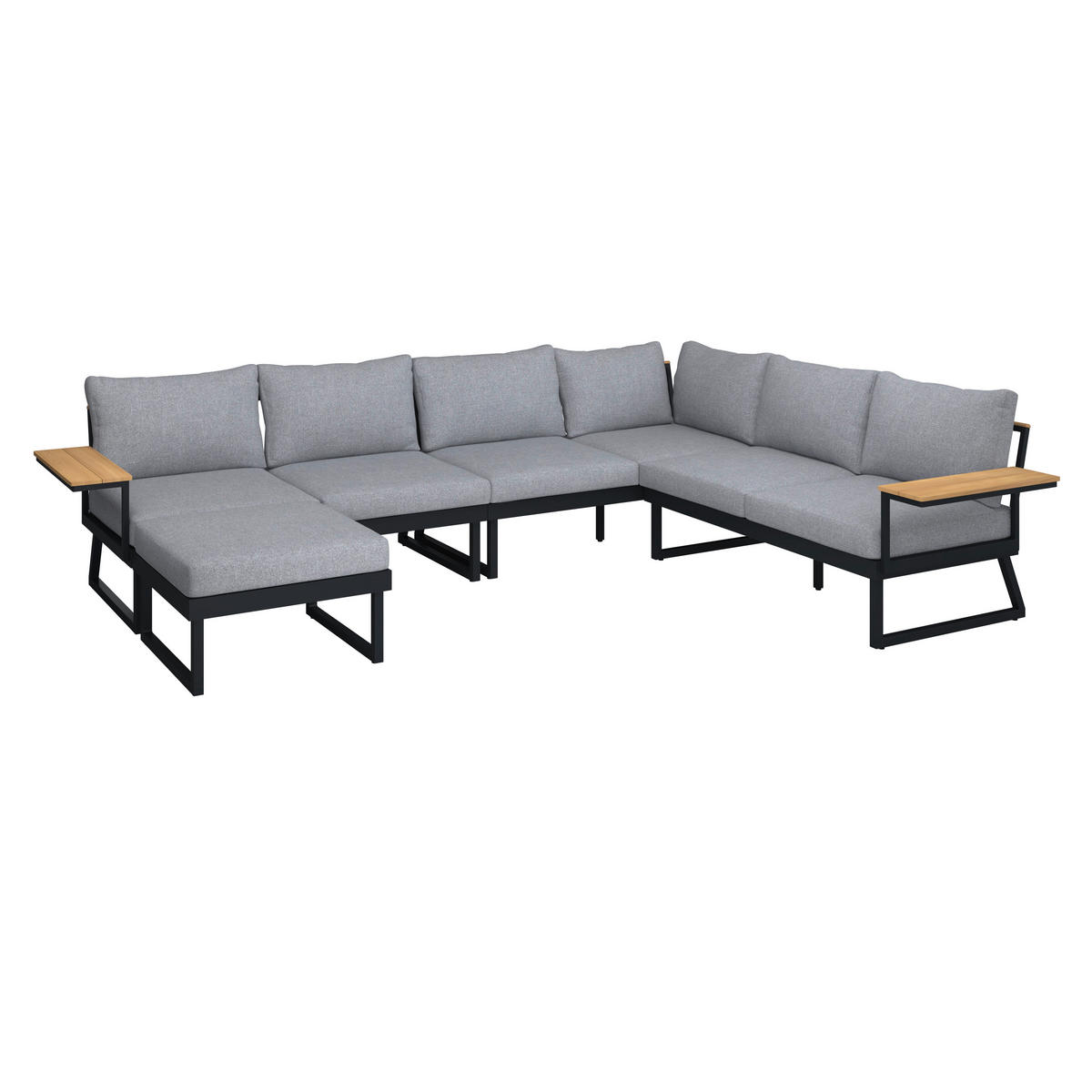 LOUNGEGARNITUR   Teakholz Aluminium  - Dunkelgrau, MODERN, Holz/Metall - Ambia Garden