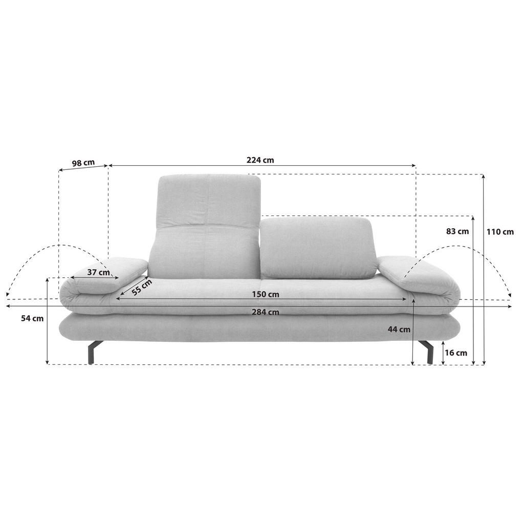 Thumbnail - Looks by W.Joop 2,5-Sitzer Looks Xiii, Anthrazit, Textil, Uni, 224 (284)x83 (110)x98 cm, Made in EU, FSC Mix, Wohnzimmer...