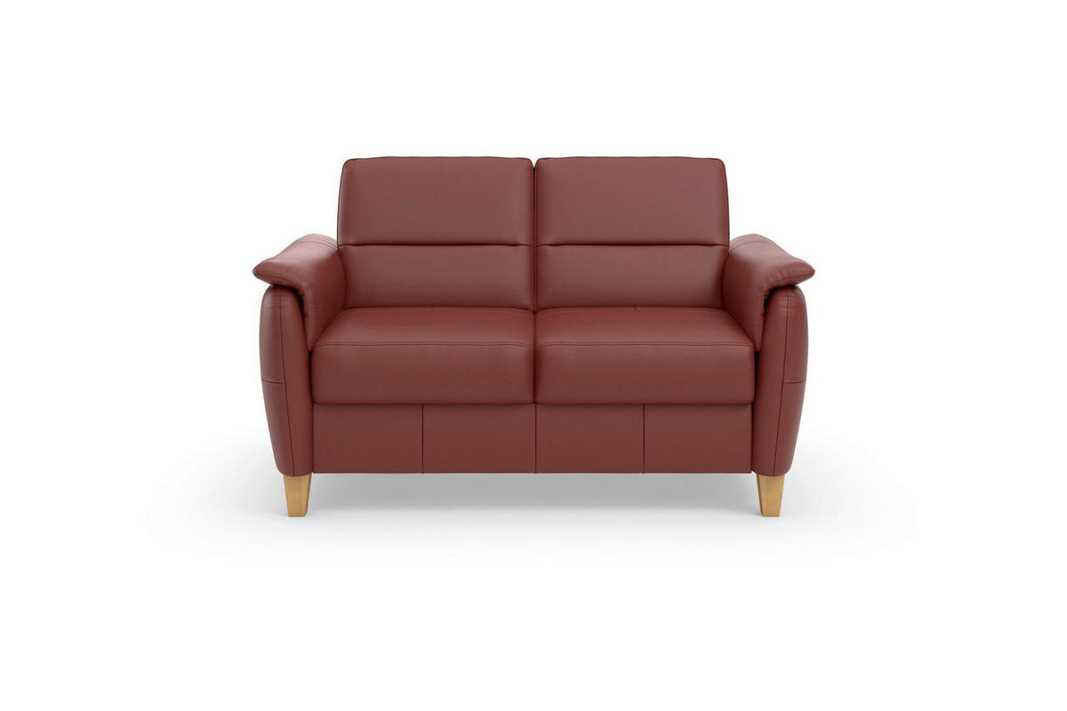 2-SITZER-SOFA PALMERA E Rotbraun Echtleder  - Rotbraun/Eichefarben, Basics, Leder/Holz (149/89/89cm) - Sit & More
