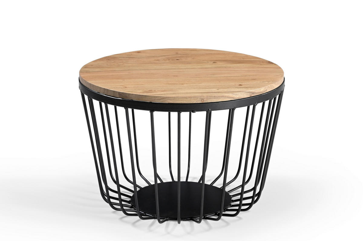 KLUBSKA MIZA, naravne barve  - naravne barve, Design, kovina/les (50/50/35cm) - Carryhome