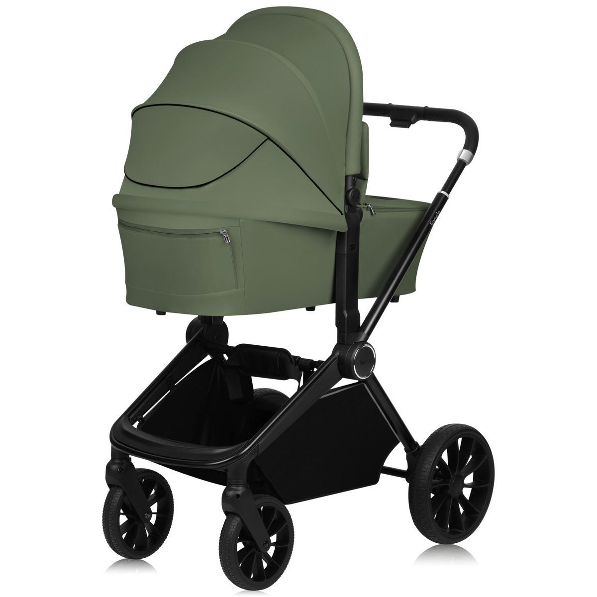 KINDERWAGENSET  Mika Plus 3 in 1  Green Olive  - Schwarz/Olivgrün, Basics, Textil (93/62/110cm) - Lionelo