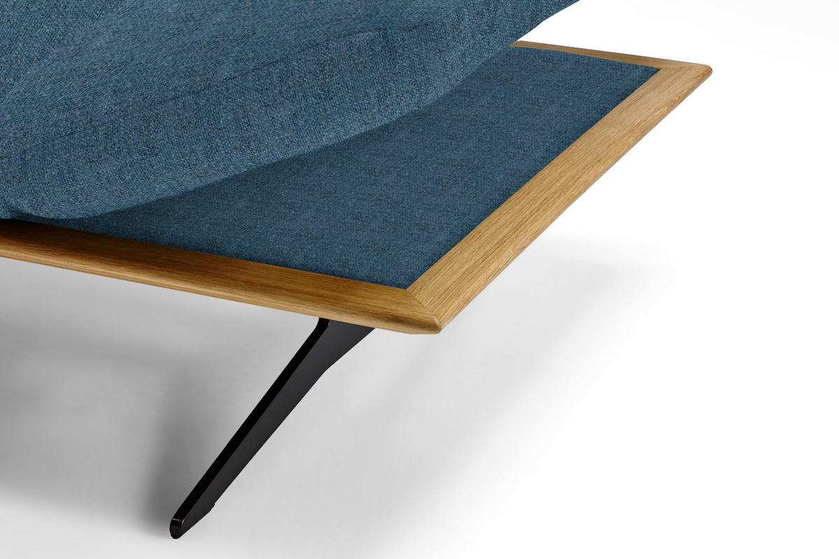 ECKSOFA in Flachgewebe Blau  159/314 cm  - Blau/Schwarz, Design, Holz/Textil (159/314cm) - Dieter Knoll
