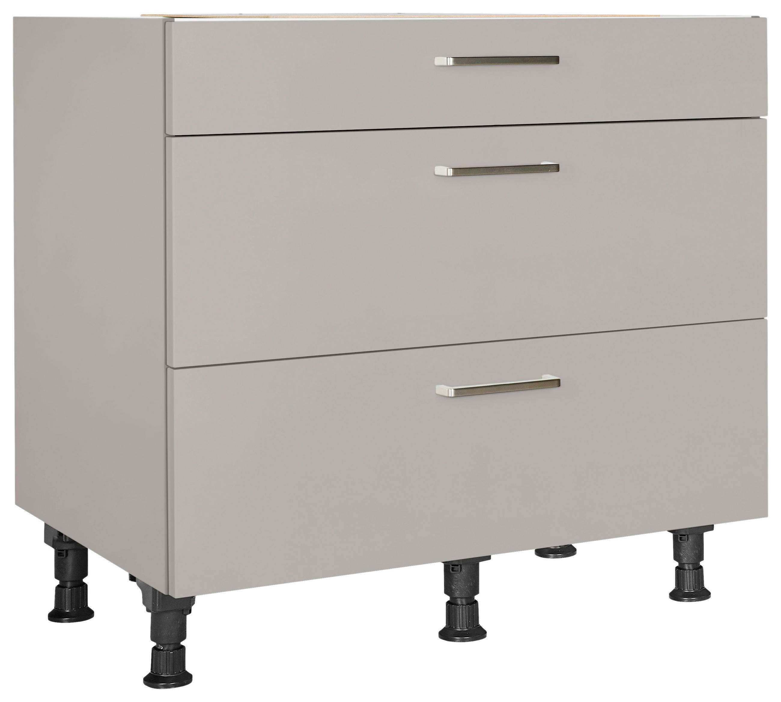 SCHUBKASTENUNTERSCHRANK 90/87/56 cm  in Grau  - Edelstahlfarben/Grau, MODERN, Holzwerkstoff/Metall (90/87/56cm) - Nobilia
