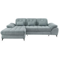 ECKSCHLAFSOFA in Cord Hellblau  - Schwarz/Hellblau, Modern, Textil/Metall (189/273cm) - Livetastic