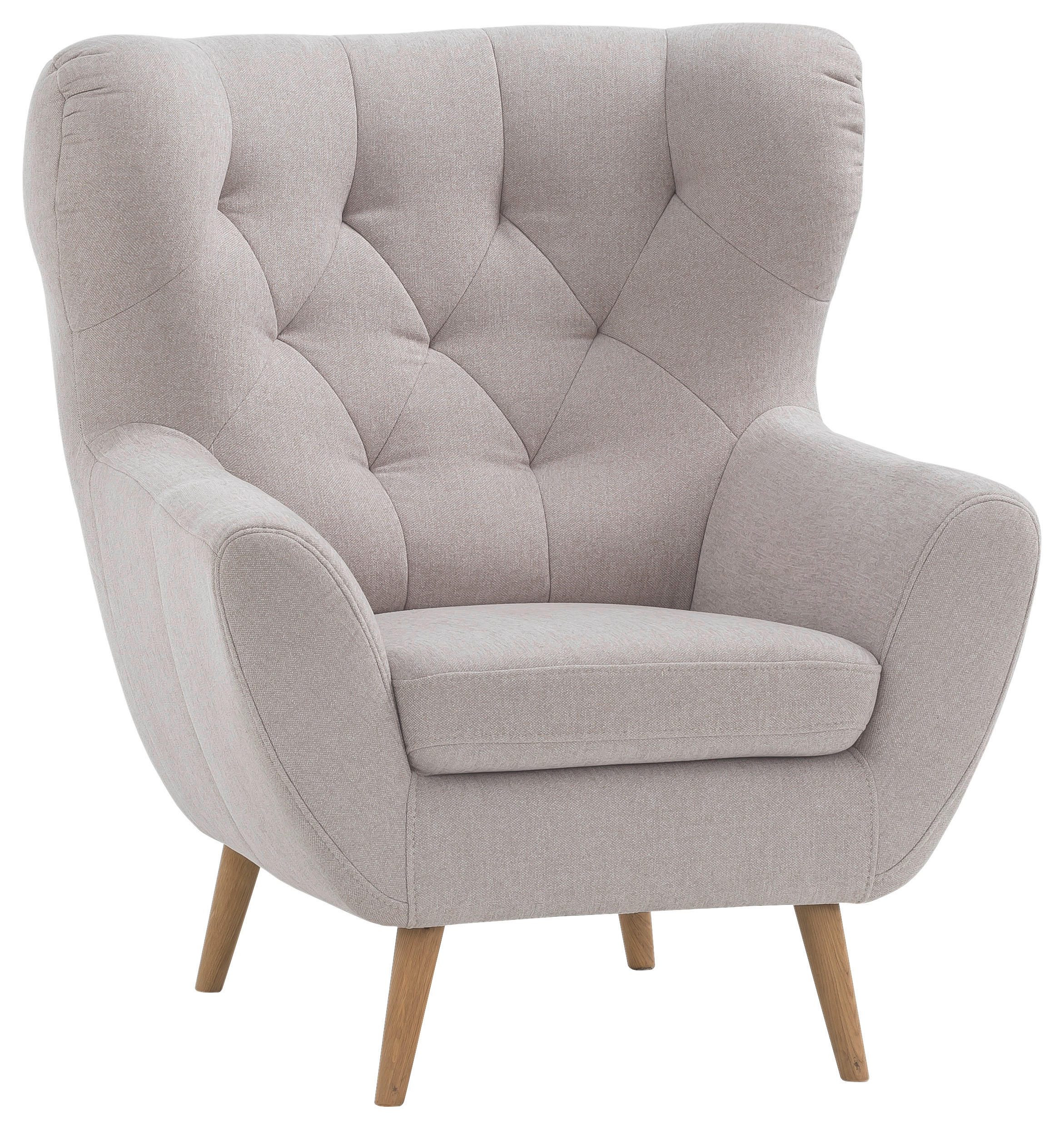 OHRENSESSEL Flachgewebe Beige  - Eichefarben/Beige, Design, Holz/Textil (88/104/92cm) - Stylife