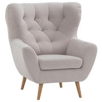 OHRENSESSEL Flachgewebe Beige  - Eichefarben/Beige, Design, Holz/Textil (88/104/92cm) - Stylife