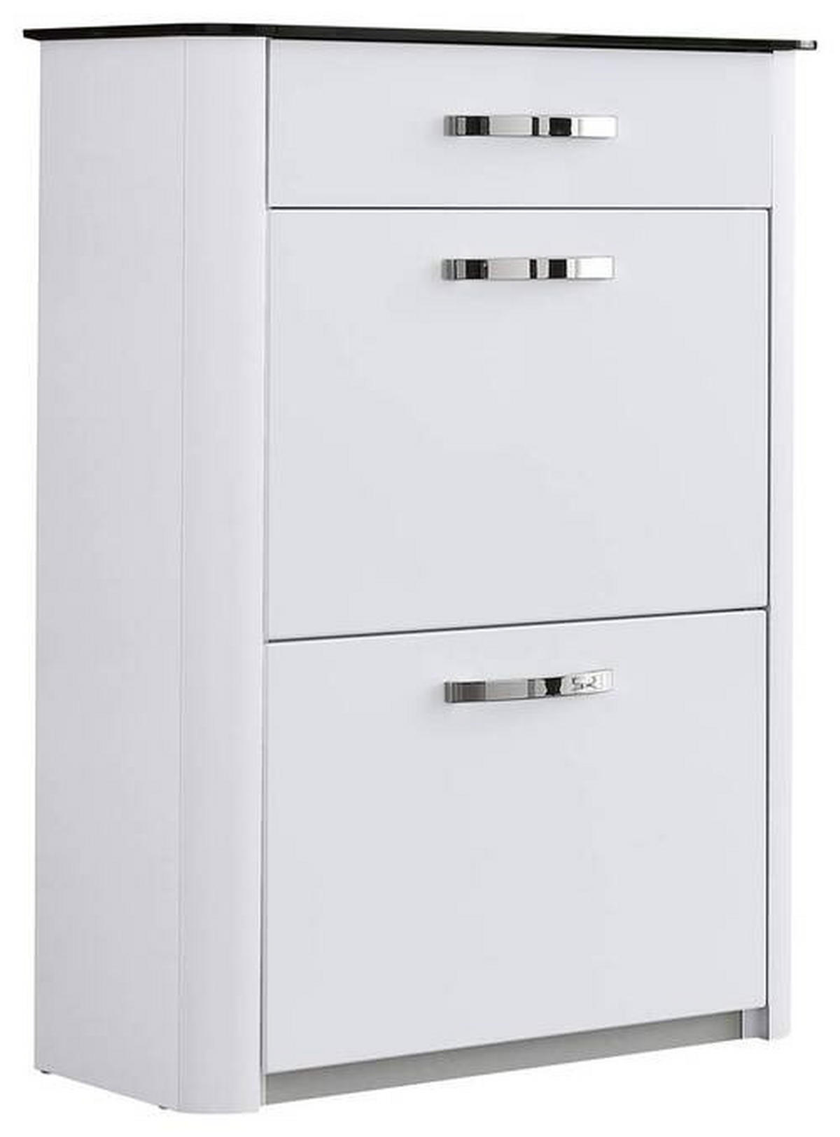 SCHUHSCHRANK  in 71/97/35 cm  - Chromfarben/Weiß Hochglanz, Basics, Glas/Holzwerkstoff (71/97/35cm) - Moderano