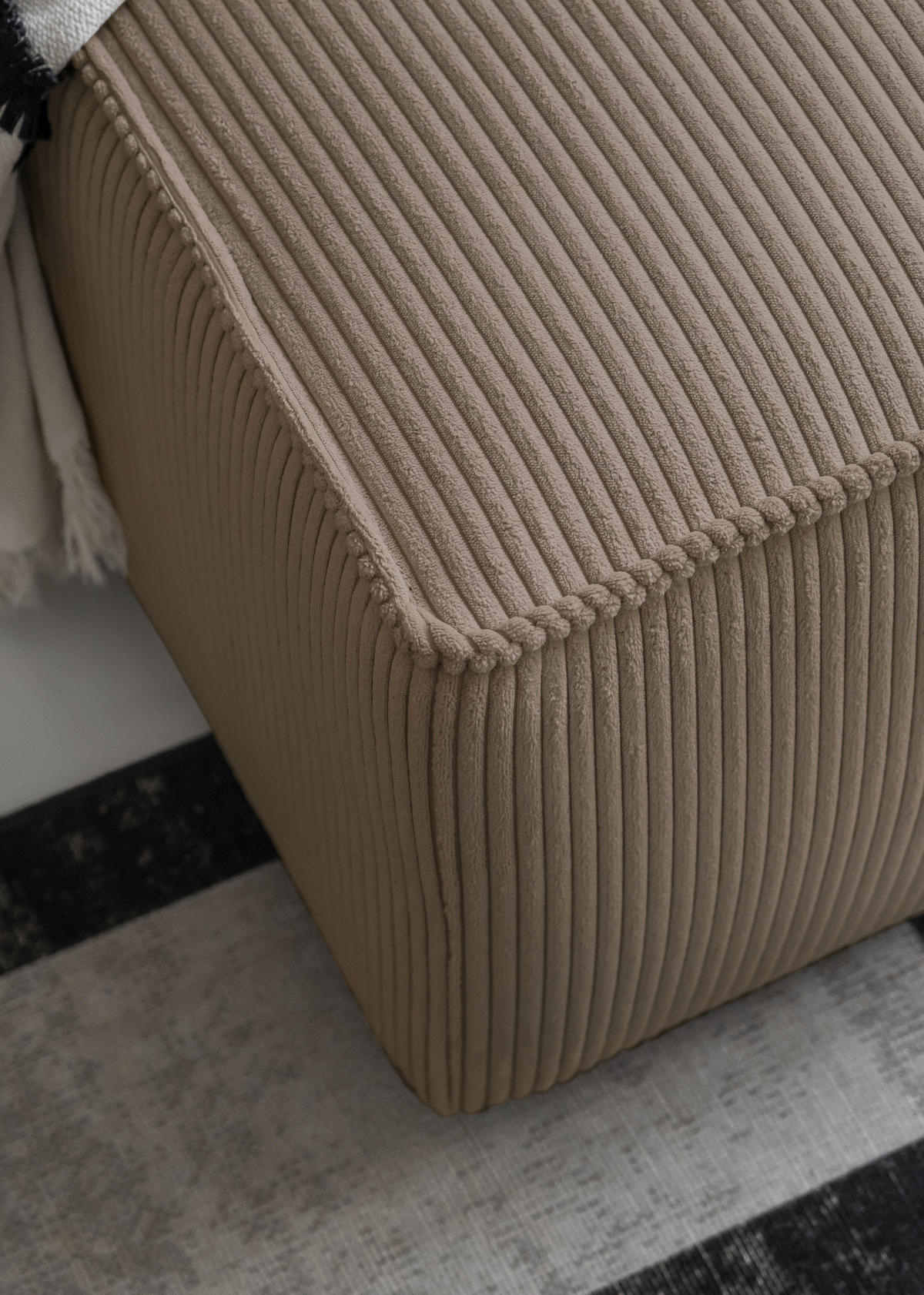 ECKSOFA Taupe Cord Rückenkissen, Bettkasten  - Taupe/Schwarz, Design, Kunststoff/Textil (194/247cm) - MID.YOU