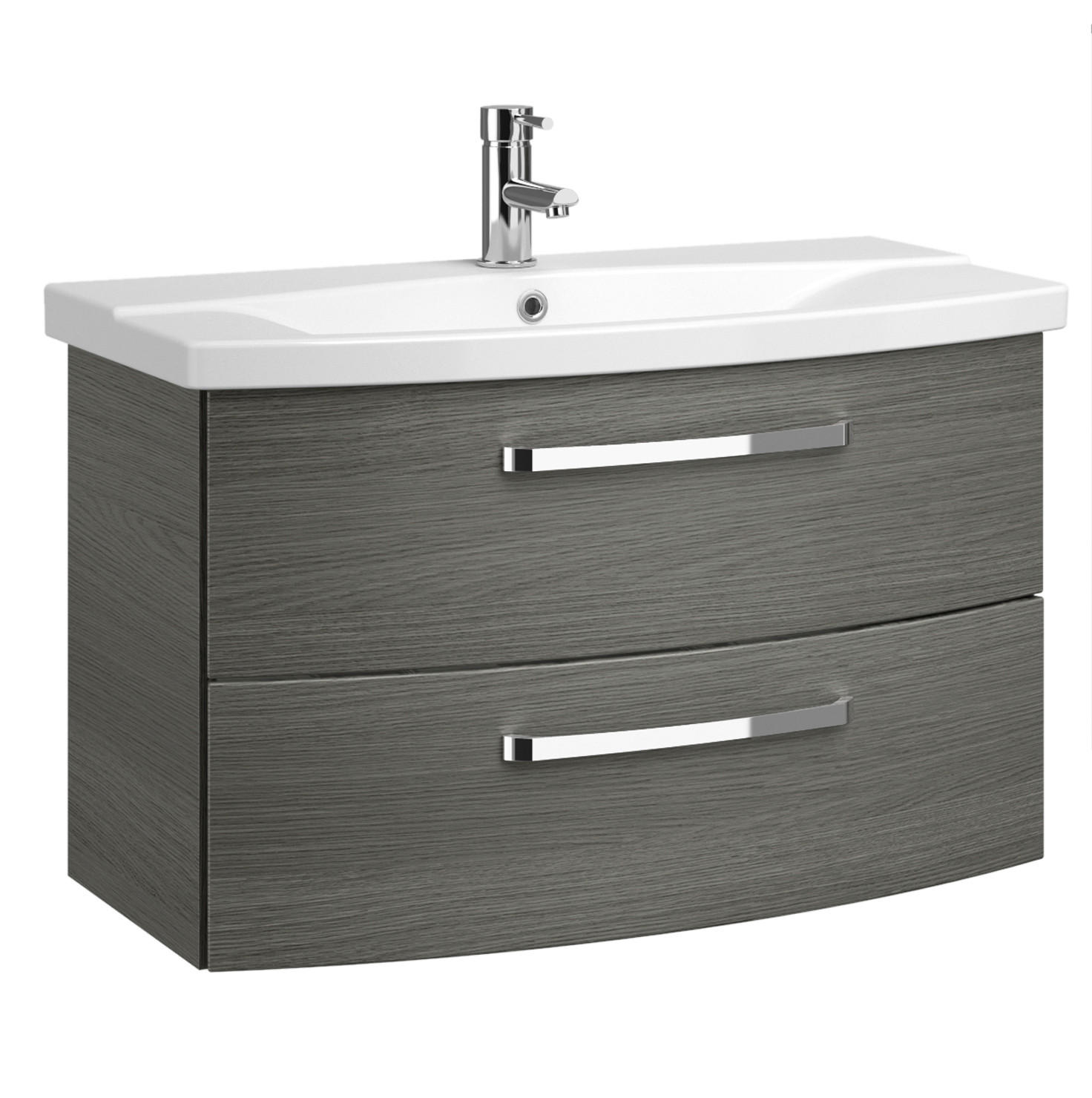 MOSDÓ ALSÓSZEKRÉNY 80/49,2/43 cm  - grafitszürke/krómszínű, Basics, faalapú anyag (80/49,2/43cm) - Sadena