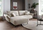 ECKSOFA Beige Cord  - Beige/Schwarz, Design, Textil/Metall (178/260cm) - Livetastic