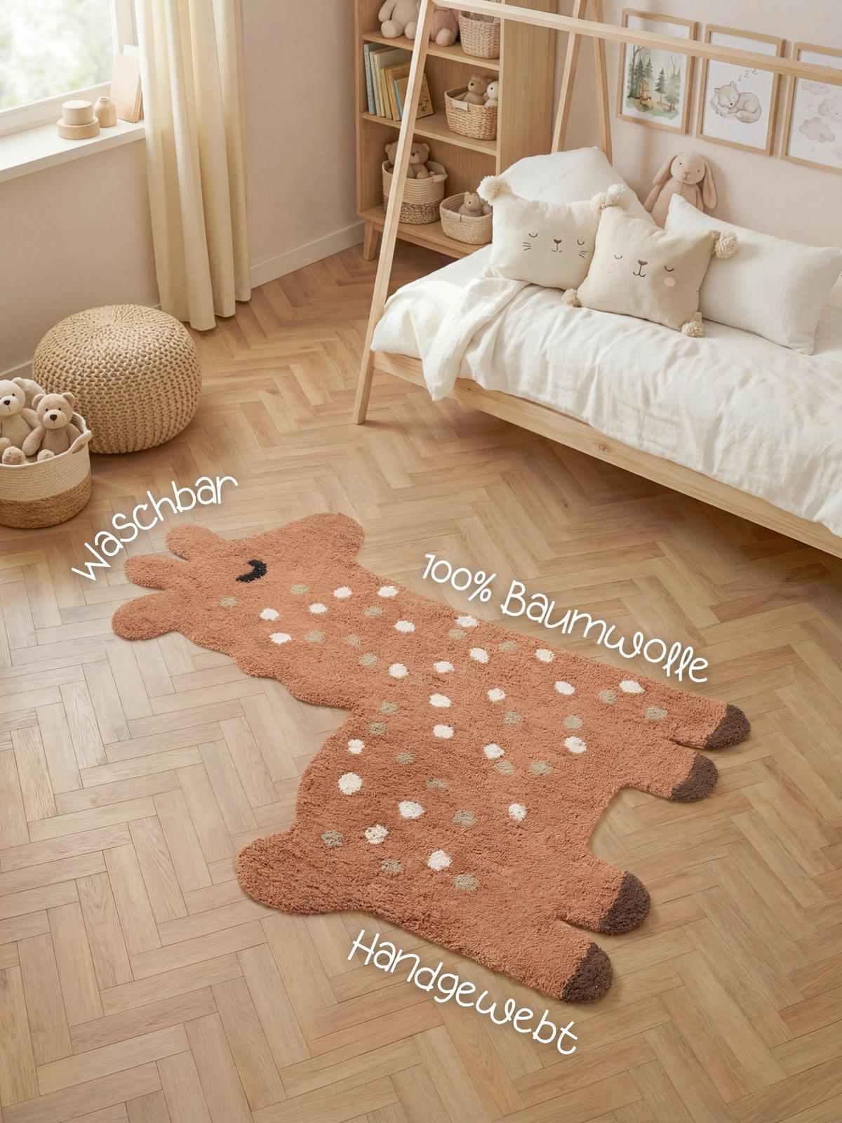 KINDERTEPPICH 89/120 cm Snuggle Gino Giraffe  - Braun, Basics, Kunststoff/Textil (89/120cm) - Hanse Home