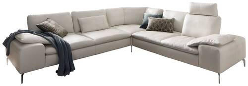 ECKSOFA in Echtleder Weiss  - Chromfarben/Weiss, Design, Leder/Metall (318/318cm) - W.Schillig