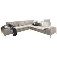 ECKSOFA in Echtleder Weiss  - Chromfarben/Weiss, Design, Leder/Metall (299/178cm) - W.Schillig
