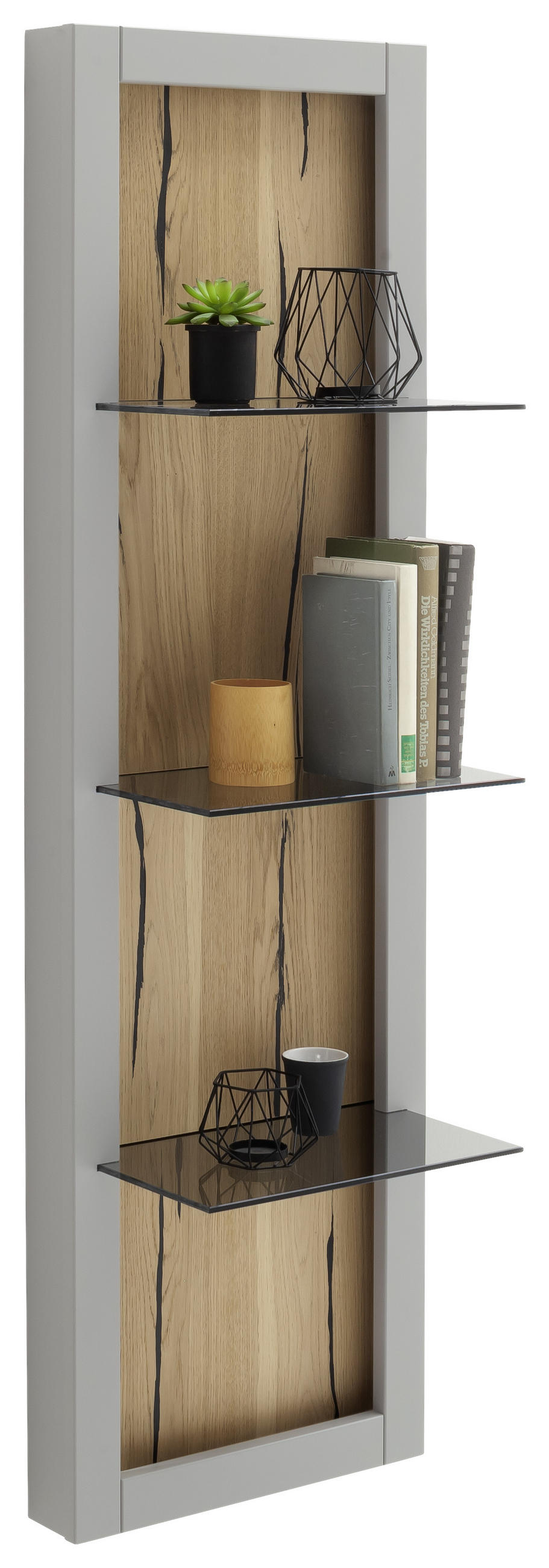 WANDBOARD in 40/134/25 cm Grau, Eichefarben  - Eichefarben/Grau, Design, Glas/Holzwerkstoff (40/134/25cm) - MID.YOU