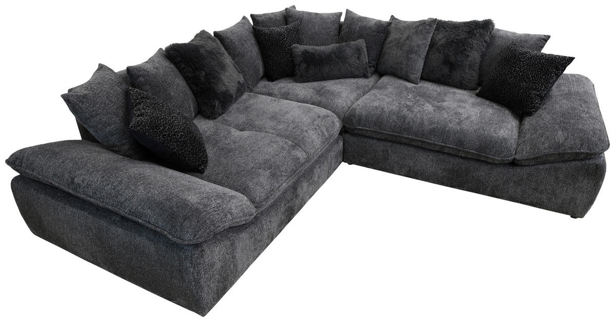 ECKSOFA Anthrazit  - Anthrazit/Schwarz, Trend, Textil (278/278cm) - MID.YOU