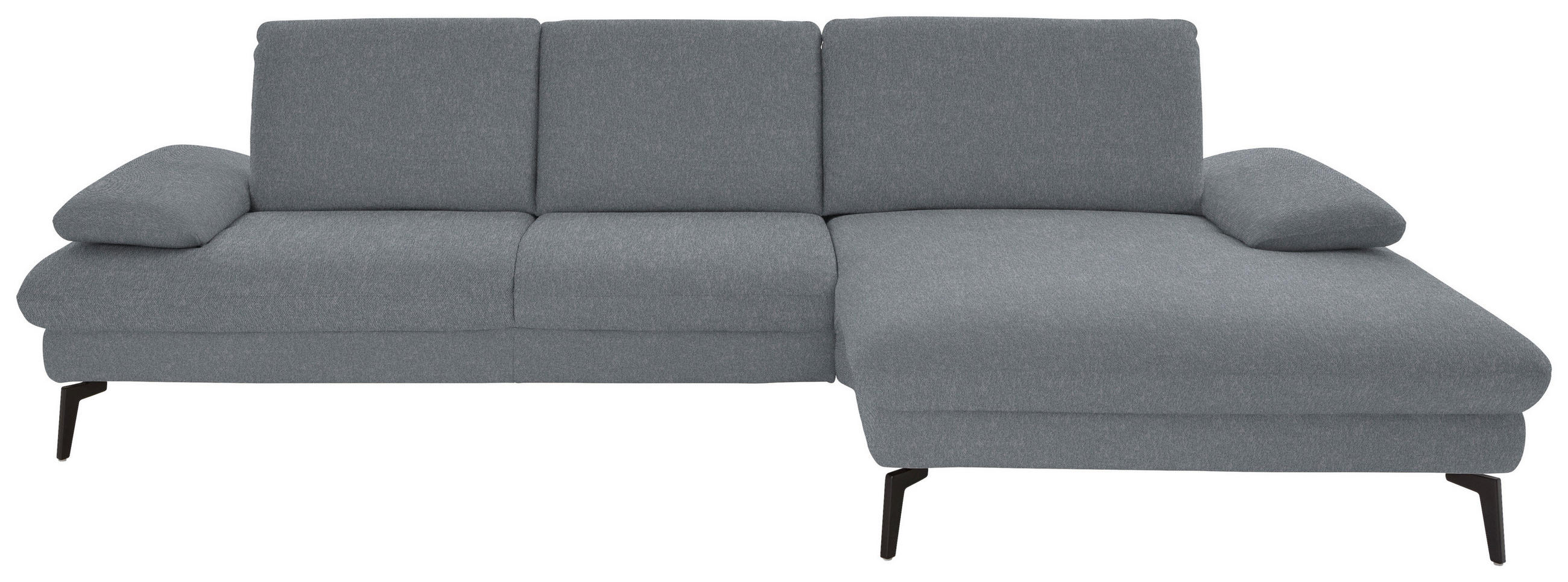 ECKSOFA in Chenille, Mikrofaser Blaugrau  - Blaugrau/Schwarz, Design, Textil/Metall (299/157cm) - Dieter Knoll