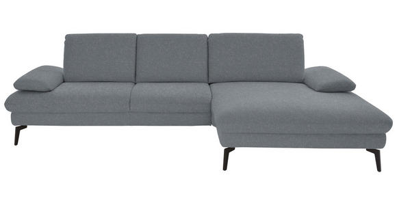 ECKSOFA in Chenille, Mikrofaser Blaugrau 299/157 cm - Blaugrau/Schwarz, Design, Textil/Metall (299/157cm) - Dieter Knoll