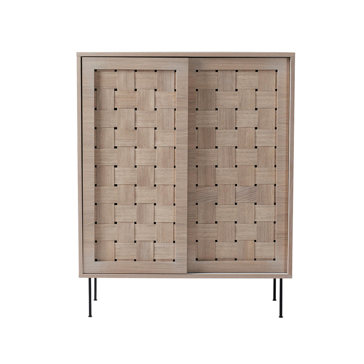 HÖG BYRÅ  100/125/38 cm  - ek Bianco/svart, Klassisk, metall/trä (100/125/38cm) - Niels Andersson