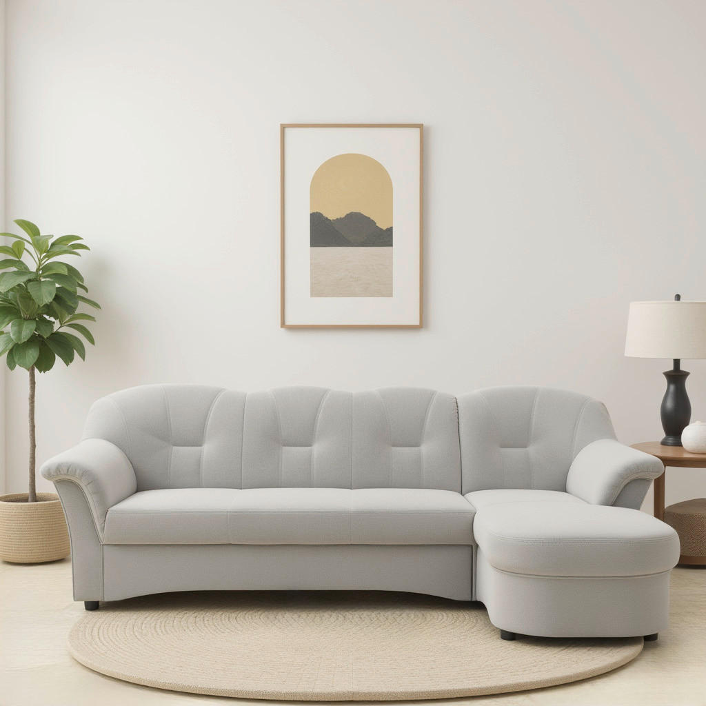 ECKSOFA FLORES FK Silberfarben Mikrofaser  - Silberfarben/Schwarz, KONVENTIONELL, Kunststoff/Textil (231/142cm) - MID.YOU