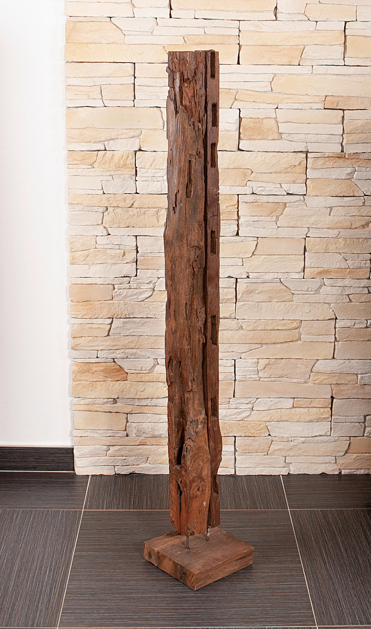 SKULPTUR - Braun, Basics, Holz (20,5/132/20,5cm) - Gardenson