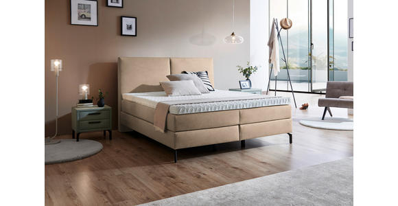 BOXSPRINGBETT 180/200 cm  in Beige  - Beige/Schwarz, KONVENTIONELL, Textil/Metall (180/200cm) - Dieter Knoll