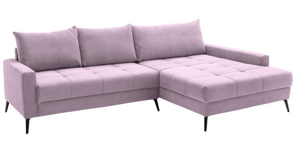 ECKSOFA  in Cord Lila  280/173 cm  - Lila/Schwarz, KONVENTIONELL, Textil/Metall (280/173cm) - Hom`in