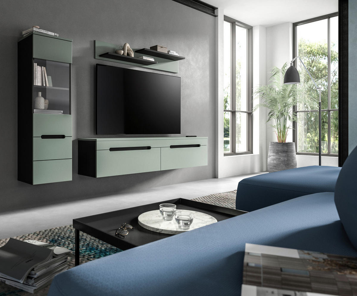 SZEKRÉNYSOR  - fekete, Design, műanyag/faalapú anyag (221/141/33cm) - Livetastic