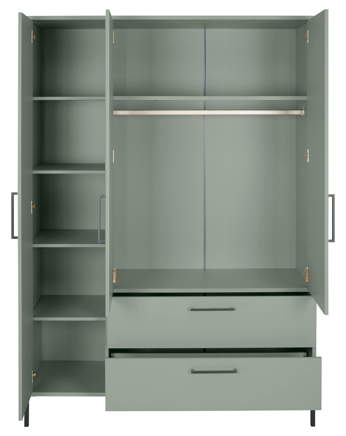 ORMAR ZA DJEČJU ODJEĆU  Mia  - zelena/antracit, Basics, drvni materijal/metal (139/195/51cm) - Jimmylee