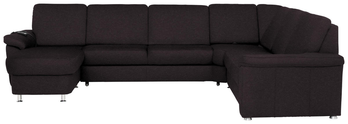 WOHNLANDSCHAFT in Flachgewebe Anthrazit  - Chromfarben/Anthrazit, KONVENTIONELL, Textil/Metall (163/336/240cm) - Beldomo System
