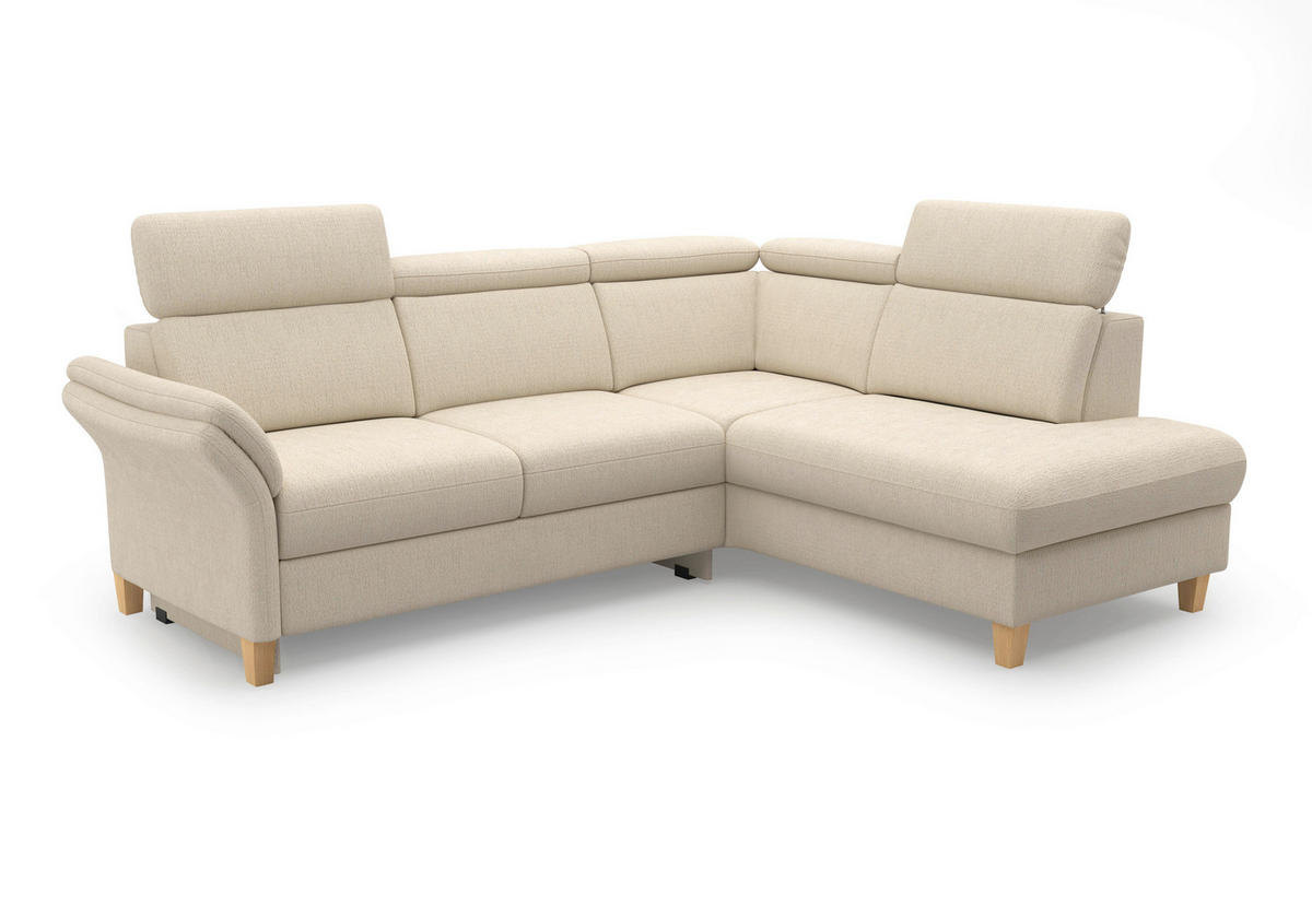 ECKSOFA GLENDALE E Sandfarben Chenille  - Sandfarben/Eichefarben, KONVENTIONELL, Holz/Textil (247/193cm) - Sit & More