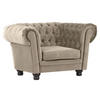 CHESTERFIELD-SESSEL Flachgewebe Beige    - Dunkelbraun/Beige, LIFESTYLE, Holz/Textil (130/79/93cm)