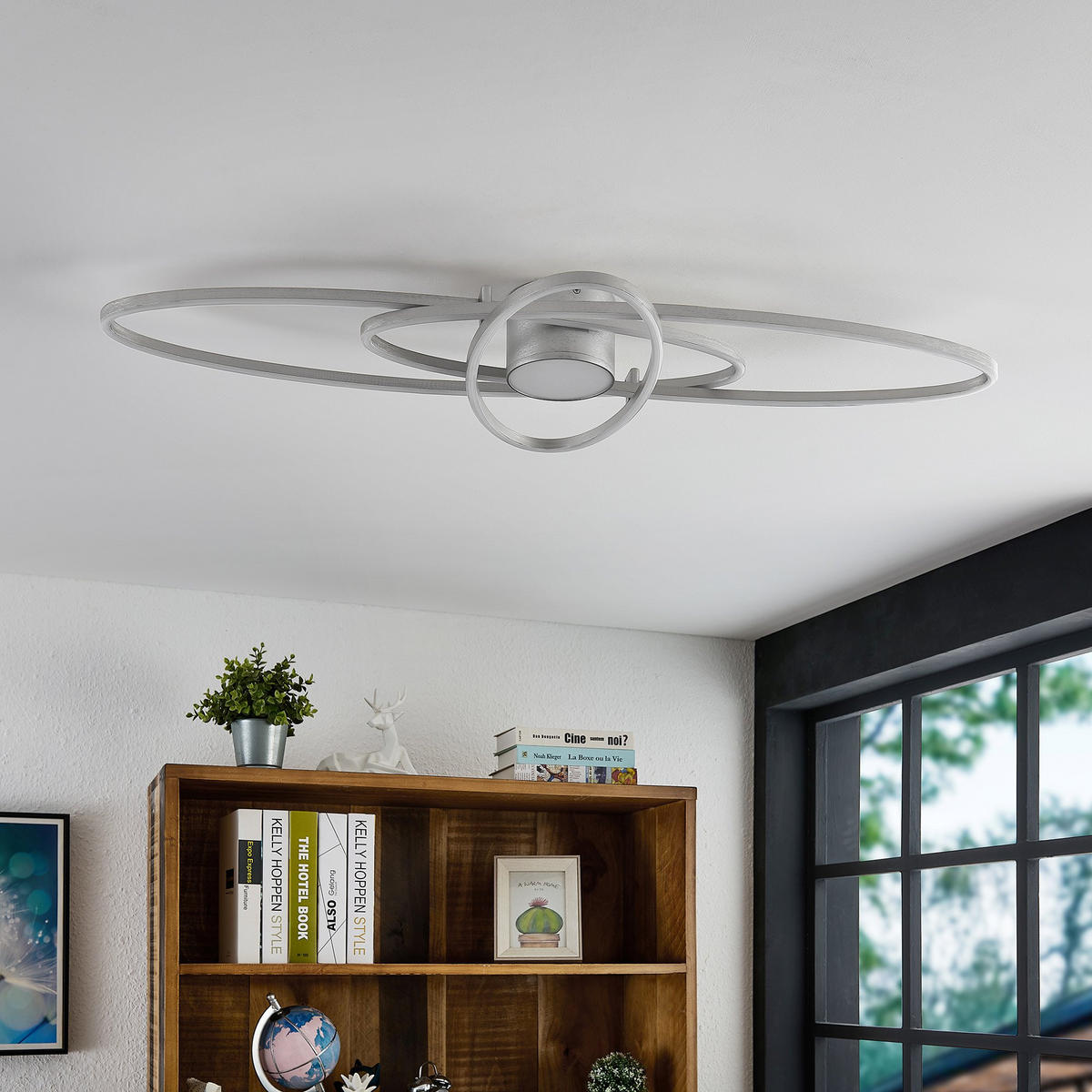 LED-TAKLAMPA Cuva 58 W 101/43/8,5 cm  - nickelfärgad, Design, metall/plast (101/43/8,5cm) - Novel