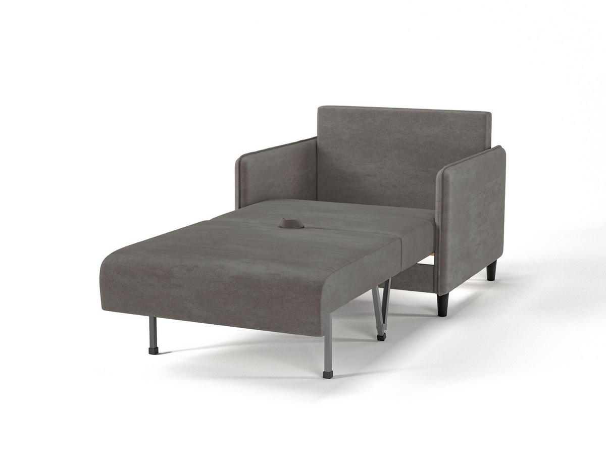 SCHLAFSESSEL Velours Dunkelgrau  - Dunkelgrau/Schwarz, Design, Holz/Textil (90/95/95cm) - MID.YOU